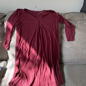 Maroon long sleeve dress.